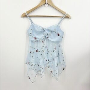 Y2K Babydoll Top XSmall Mesh Fairy Mermaid Coquette Asymmetric Festival Indie